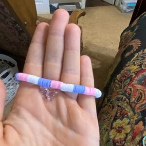 Pink clay bead bracelet